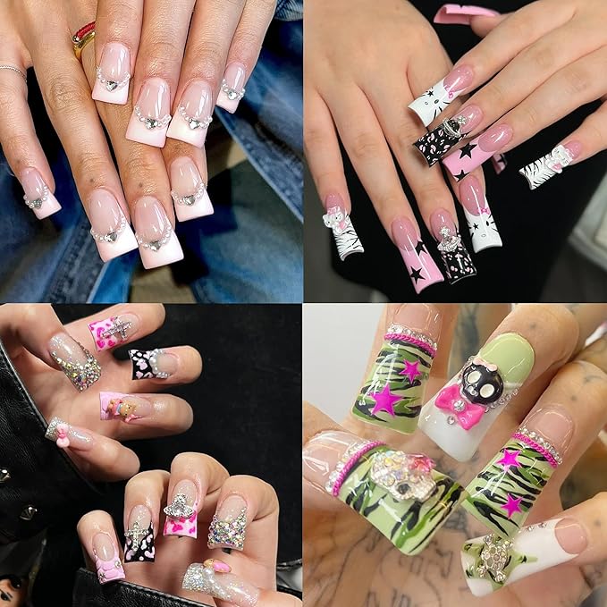 1000PCS Nail Tips Short Square French Duck Nail Tips Soft Clear False Nails Y2K Duck Feet Style Half Cover for Acrylic Nails Kit 10 Sizes 2 Shapes-Shape for Salon Home DIY Gifts