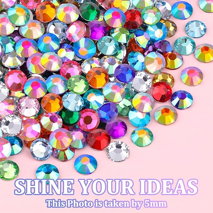 12600Pcs Resin Rhinestones with Tweezers for Crafting, Mixed-Color 4mm Bedazzling Crystal with 3Pcs 10ml B7000 Jewelry Glue for DIY Crafts Clothing Tumblers Shoes Fabric Nail Art