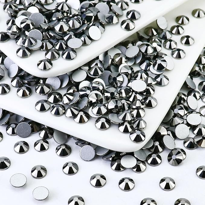 1440PCS SS12 Flatback Crystal Rhinestones Round Gems for Nail Art and Craft Clothes Glue Fix, Mine Ash (2.9-3.0mm)