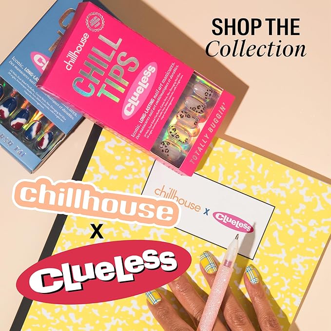 Chillhouse - Chill Tips, Press on Nails Kit - Ugh, As If (Oval) - 24 Nail Shapes & Sizes - Up to 2 Weeks of Wear - Customizable Fit - Reusable - Latina Founded & Women Owned - Beauty & Self Care