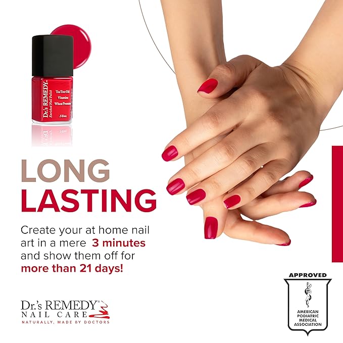 Dr’s Remedy Enriched Nail Polish: Non Toxic, All Natural, and Organic - Doctor Formulated: Strengthens, Restores, Heals, and Protects '24-Free' - CLARITY Coral Red