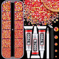 Resin Jelly Rhinestones for Crafting with B7000 Jewelry Glue, 1 Box Red AB Flatback Crystal with 3Pcs 10ml Glue, Bedazzling Non Hotfix Gems for DIY Tumblers Clothing Shoes Manicure