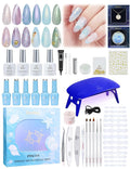 Beetles Pisces Fantasy Lucky Box, Pisces Zodiac Gel Nail Polish Kit Blue Purple Green Pink Colors, All-in-One Nail Art Set with Tools, Necklace Badge, Salon DIY Zodiac Gift for Women