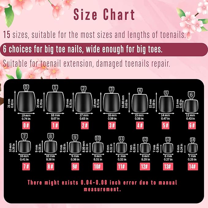 NOVO OVO Sculpted Toe Nail Tips Long Thick Tapered Square Press on, Extra Wide Soak off Soft Gel False Toenail Extension, Pre-applied Tip Primer & Base Coat, Full Cover Acrylic DIY x 15 Sizes 240 pcs