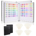 Segbeauty 2 Pack of 216 Colors Nail Gel Display Chart, Nail Polish Sample Showing Board with 480 False Tips, Leather Fingernail Color Display Book Nails Polish Organizer Nails Practicing Design Chart