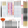 32pcs Nail Art Brushes,Acrylic Nail Brush,Nail Brushes For Nail Art,Nail Art Dotting Tool Set,Nail Art Tool Set,Nail Art Liner Brush,Nail Dust Brush,Nail Drawing Pens For Beginners And Salon Home Use