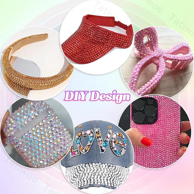 30000Pcs Rhinestones Bedazzling Kit, Pink White Red Sliver Gold Resin Rhinestones for Bedazzling, 2/3/4/5/6mm Flatback Gems for Crafts, Bedazzling Kit for Clothing Shoes DIY Face Makeup Tumblers