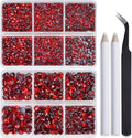 Bymitel Hotfix Crystal Rhinestones Round Gems for Crafts,Mixed 6 Sizes with Wax Pencil Kit, Siam 1.6-6.3mm SS4-SS30/8000pcs