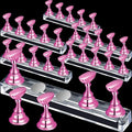 Blulu 6 Sets Magnetic Nail Tip Display Holder Acrylic Display Stand Nail Tip Practice Art Training Stand for DIY Manicure Fingernail Salon(Light Pink)