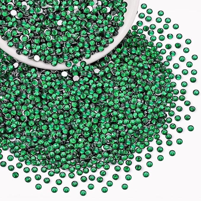 2000PCS SS12/3mm Crystal Rhinestones (Emerald Green), Bedazzling Flatback Glass Rhinestones for Crafting, Gems Diomand Charms for Tumbler Shoes Clothing Mugs Nail Art