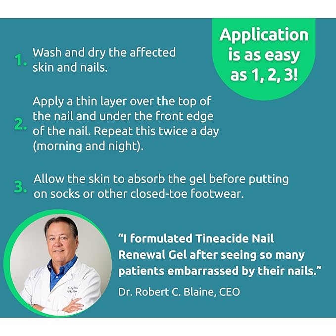 Dr. Blaine's Tineacide Nail Renewal Gel – For Thick, Brittle & Discolored Nails – Softens, Hydrates & Improves Appearance – Targets Cracking & Yellowing – Precision Clippers – 1.25 fl oz