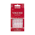 KISS Voguish Fantasy Holiday Press On Nails, ‘Frosty Delights’, Pink, Short Squoval, No Damage To Natural Nails, Pink Gel Nail Glue (2g), Mini Nail File, Manicure Stick, & 28 Fake Nails