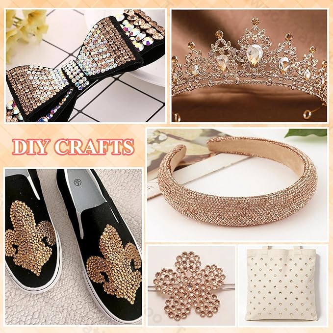 20000Pcs Champagne Flatback Jelly Resin Rhinestones for Bedazzling, Mix Sizes Crystal Rhinestones Gems, Champagne Gems Bedazzling for Crafting for DIY Face Makeup Crafts Tumblers
