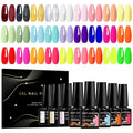 MEET ACROSS 27PCS Gel Nail Polish Set,27 Colors Gel Nail Kit Art Design Soak Off UV LED,Nail Art Design Gifts for Women