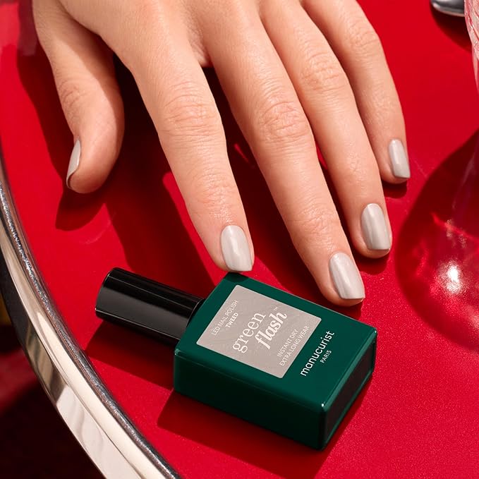 Manucurist Green Flash LED Tweed Grey Gel Nail Polish - Vegan, 12-Free, Plant-Based Gel Polish - Strengthens and Protects the Nail - Made in France - 0.5 fl oz