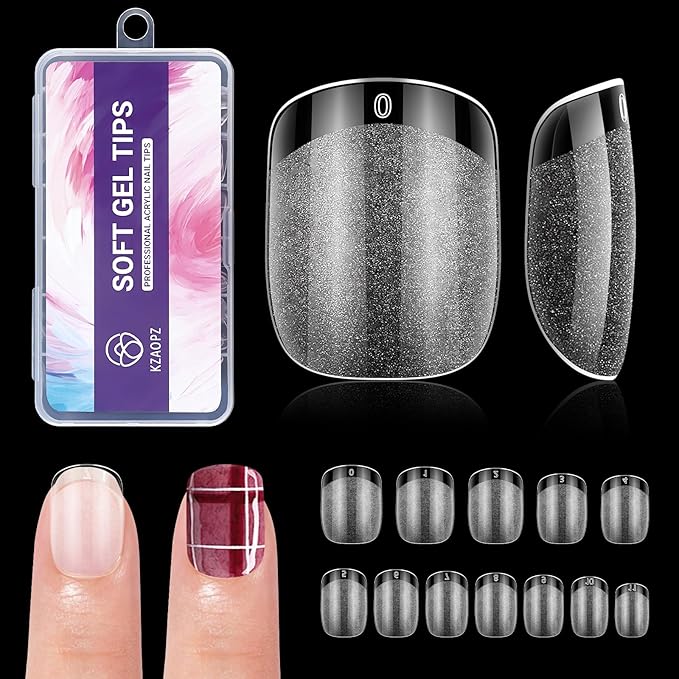 Extra Short Square Nail Tips:240PCS Soft False Nail Gel Tips Full Cover Acrylic Clear Fake Press On Nails for Extensions Women Manicure DIY 12 Sizes