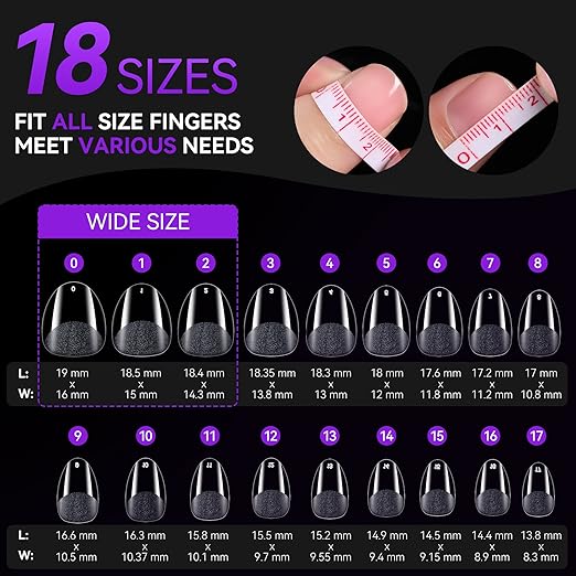 gelike ec Nail Tips Almond for Salon: Almond Short Soft Gel Nail Tips for Manicure 240 Pcs 18 Sizes