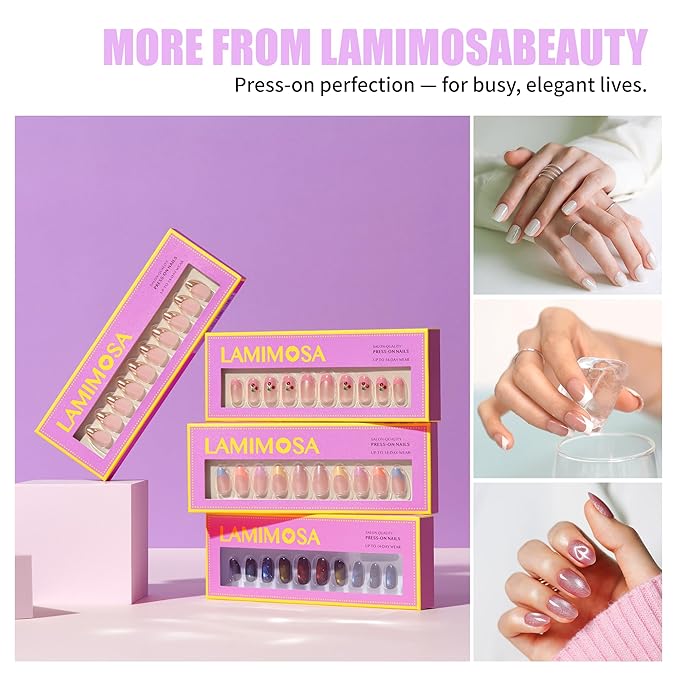 LAMIMOSA 32Pcs Pink French Tip Press On Nails Short Round - Soft Gel Fake Nails in 16 Sizes with 3D Cherry Accents, Reusable Glue on Nails Kit, CHERRY ON TOP