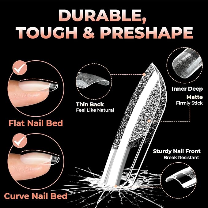 UNA GELLA Short Square Gel Nail Tips: 312pcs Square Fake Nails Pre-file Soft Gel Nails Tips for Full Cover Acrylic Nails False Nails12 Sizes Press on Nails for Nail Extensions Home DIY Salon