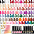 PEACECOLOR 60Pcs Gel Nail Polish Set - 55 Colors Gel Polish with Base Coat & 4 Effects Top Coat All Seasons Color Nail Polish Set Nail Kit Gifts for Women Girls Teens Nail Salon at Home