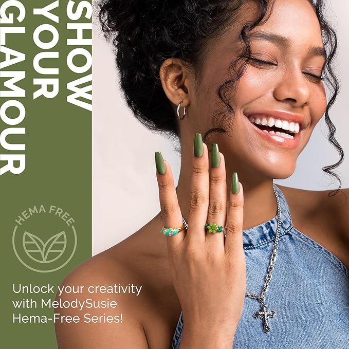 MelodySusie Hema Free Gel Nail Polish, 0.5 Fl Oz Thick Olive Green Gel Polish, Non Toxic, Long Lasting, Soak Off UV Nail Polish, Manicure Nail Design Salon DIY Nail Art at Home 603