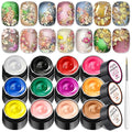 SAVILAND 3D Sculpting Gel for Nail Art: 12 Colors No Wipe Painting Sculpture Nail Gel with Brush Pen for Micro 3D Embossed Nails, Easy to Shape, Home DIY & Salon Manicure Supplies, 5g Each