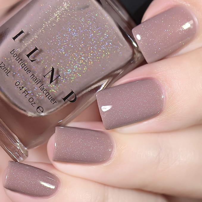 ILNP Coffee Run - Creamy Mocha Neutral Nude Nail Polish, Subtle Holographic, Chip Resistant, 7-Free, Non-Toxic, Vegan, Cruelty Free, 12ml