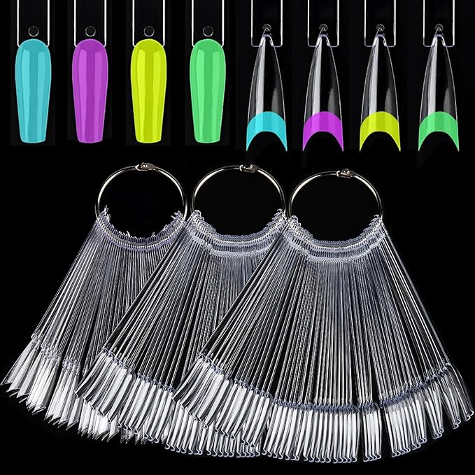 150pcs Clear Nail Swatch Sticks With Ring, Nail Color Swatches For Nail Display False Nail Polish Sample Sticks Practice Nail Tips Transparent Board Nail Art Supplies Professional Salon