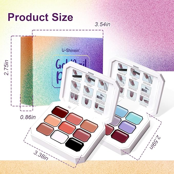 Gradient Painting Gel Set, 18 Bright Nude Almond Ombre Gel Nail Polish Pigment Pat Nails Long-lasting Silky Texture Highly Saturated French Manicure Soak of UV/Led Home Salon DIY Art E&F
