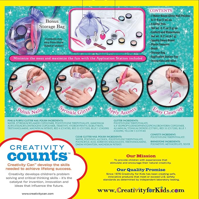 Creativity for Kids Glitter Nail Art - Glitter Manicure Kit for Kits (Ages 7+)