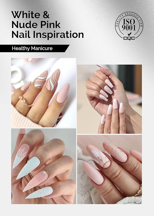 MelodySusie Thick Gel Polish Kit- 2 Pcs 15ml Nude Pink & White Colors Soak Off UV LED Gel Nail Polish Set Nail Art Manicure Salon DIY Nail Design Decoration at Home Christmas Gift