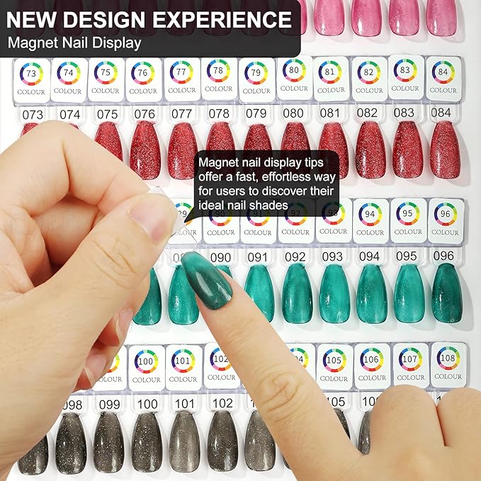 Magnetic Nail Swatch Book,120 Nail Color Display Book with 120 Magnetic Tips,Professional Nail Salon Color Display Book for Easy Preview & Storage