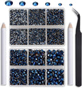 NCB Hotfix Iron on 8000pcs Crystal Rhinestones Round Gem for Crafts Decoration DIY Jewelry Making with a Tweezers and 2 Picking pens (Mine Blue, 6Sizes SS4-SS30)