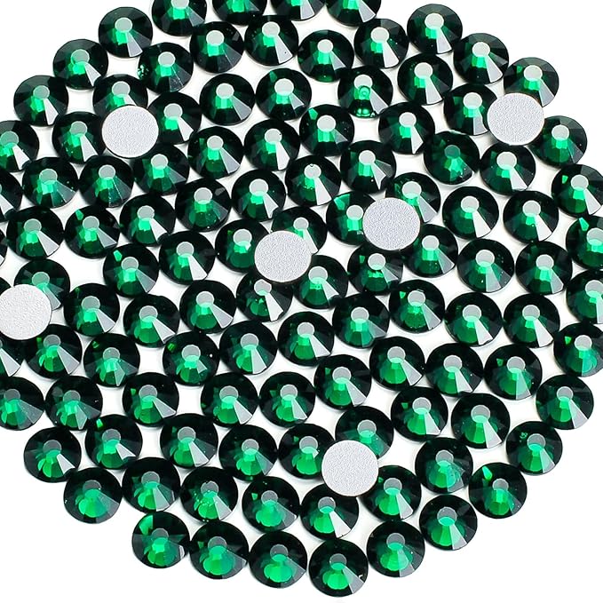 1440pcs Flat Back Rhinestones Glitter Round Crystal Gems Glass Rhinestones for Crafts Nail Art Clothes Shoes DIY Decorations, Emerald, SS16, 3.8-4.0mm