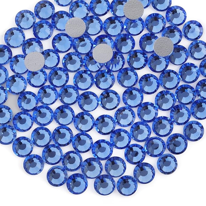 Beadsland Flat Back Crystal Rhinestones Round Gems for Nail Art and Craft Glue Fix, Light Blue, 3.8-4.0mm, SS16/1440pcs
