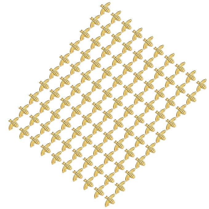 3D Nail Art Accessories, 100pcs Metal Bees Nail 3D Nail Art Decoration Gold Alloy Nail Charming Stickers Gold Nail Decals Manicure DIY Nail Art Supplies(Gold (100 pieces))