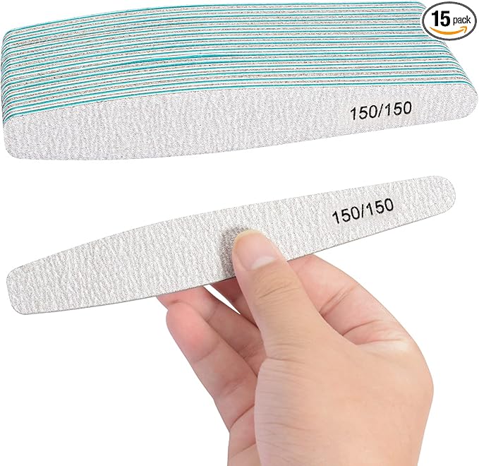 Diesisa 15pcs 150/150 Grit Nail Files for Natural Nails, Double Sided Emery Boards for Nails, Professional Nail Files for Acrylic Nails for Home & Salon (limas para manicura)
