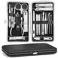 Manicure Pedicure Kit, Nail Clipper Tools Set Exra Thick Personal Care Women’s Grooming Kit Christmas Gifts for Men Husband Boyfriend Parent Nail Care Tools with Travel Case pack of 19
