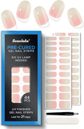 Real Gel Nail Strips (No UV Light Needed) - 44Pcs Salon Quality Nail Stickers - Long Lasting Polish Wraps for Women, Easy Apply & Remove (Berry Meringue Pink)