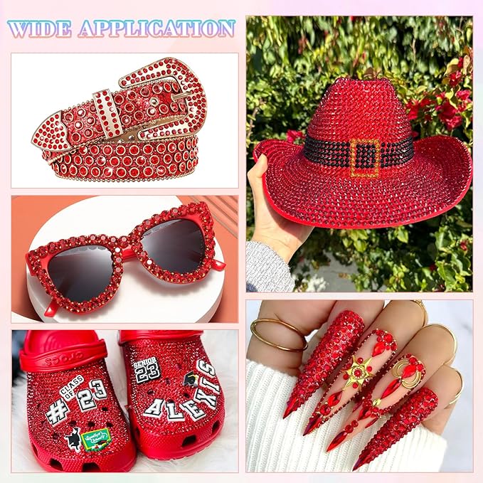 30000Pcs Resin Rhinestones for Bedazzling with B7000 Jewelry Glue, Red Flatback Gems Rhinestones for Crafting, Clothing Tumblers Mugs Shoes Fabric Decor Nail Art