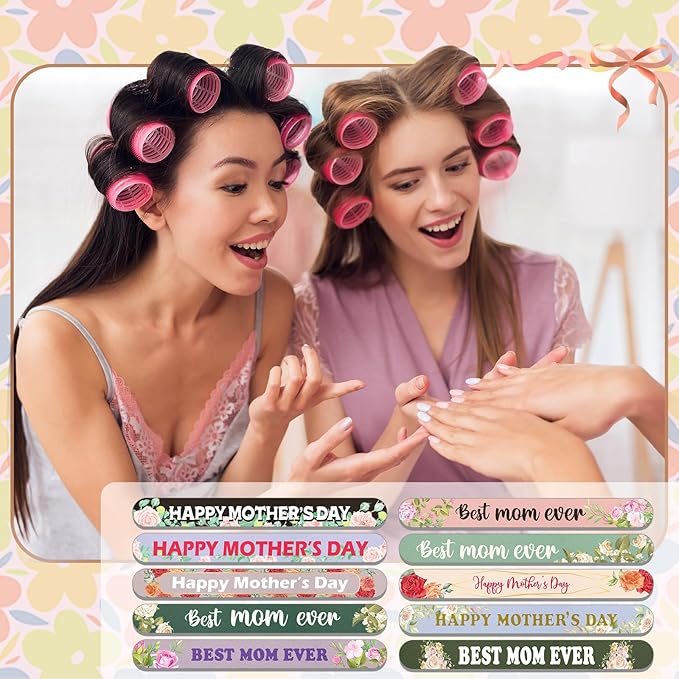 Therwen 50 Pcs Mother's Day Gifts Bulk Floral Christian Nail File Small Mom Women Church Gift Bulk Double Sided Emery Board Nail Files Manicure Tools for Mother's Day Party Supplies