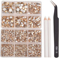 NCB 8000pcs Non Hotfix Rhinestones 10 Sizes Flatback Crystal Glass Rhinestones with Tweezers and Picking Pen for Nail Art Clothes Bags Phone Decorations Crafts DIY (023 Champagne Mix SS3-SS30)