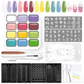 Gradient Gel Nail Set,12 Bright Color for Ombre Nail Polish Summer Platte Kit with 14* Nail Art Tools,Pat Painting Gel French Nail Manicure No-wipe DIY Art Soak of UV Home Salon