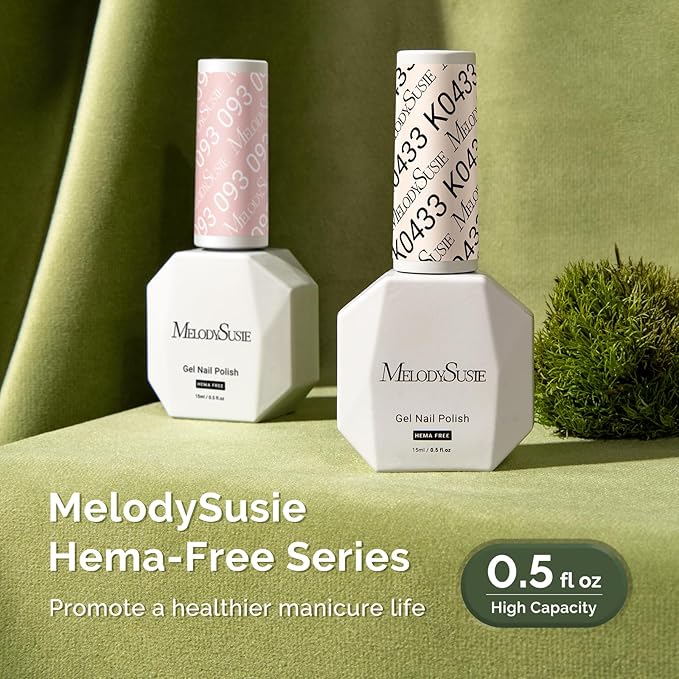 MelodySusie Hema Free Gel Nail Polish, 0.5 Fl Oz Thick Light Nude Gel Polish, Non-Toxic, Long Lasting, Soak Off UV Nail Polish, Manicure Nail Design Salon DIY Nail Art at Home K0433