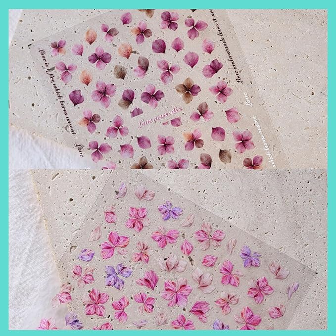 Floral Petal Nail Art Stickers, Thin Flower Nail Decals, Self-Adhesive, Summer Spring Nail Accessories for Women, Nail Decorations 3 Sheets