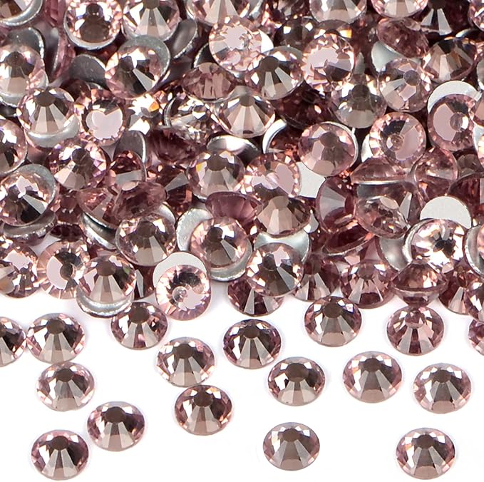 2880PCS Art Nail Rhinestones Non Hotfix Glue Fix Round Crystals Glass Flatback for DIY Jewelry Making with one Picking Pen (ss5 2880pcs, Lt. Amethyst)