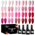 24Pcs Pink Gel Nail Polish Set Pastel Pink Sweet Lovely Nude Pink Nail Polish Peach Gel Polish DIY Manicure Nail Salon for Women Girls