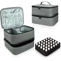 Nail Polish Organizer Case, Large Nail Varnish Storage Carrying Bag, Double Layer Portable Makeup Box Holds 30 Bottles, for Nail Dryer lamp, Nail Art Tools Accessories (Grey), Grey