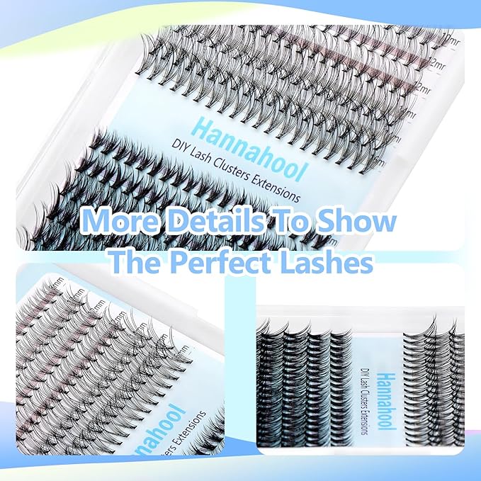10Rows,Large Pack Grafting Mixed 10-12-14-16mm/14-16-18mm/12-14-16mm Wide Stem Cluster Eyelashes D Curl Individual False Eyelashes Home DIY Eye Lashes Extensions (10D+20D-8-16MM Kit)