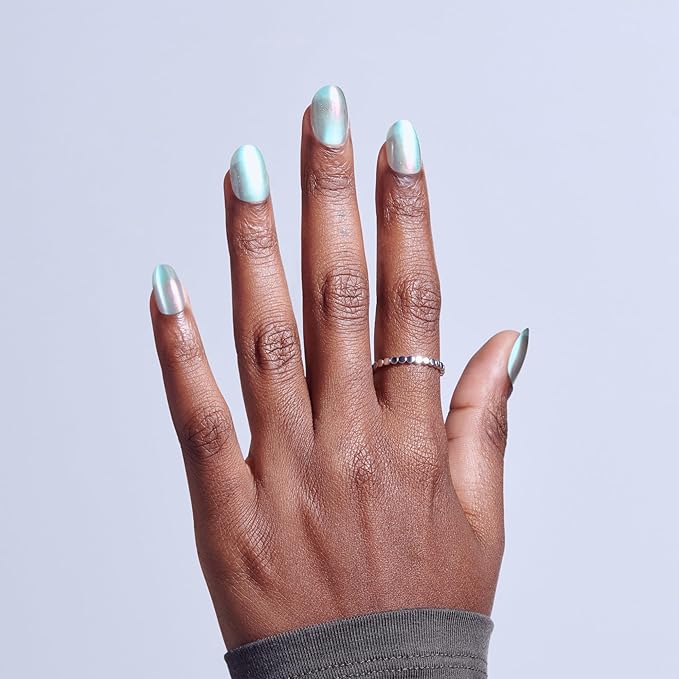KISS GLAM, Press On Nails, Nail glue included, 'Celestique', Blue, Short Size, Round Shape, Includes 32 Nails, 2g Glue, 1 Manicure Stick, 1 Mini File